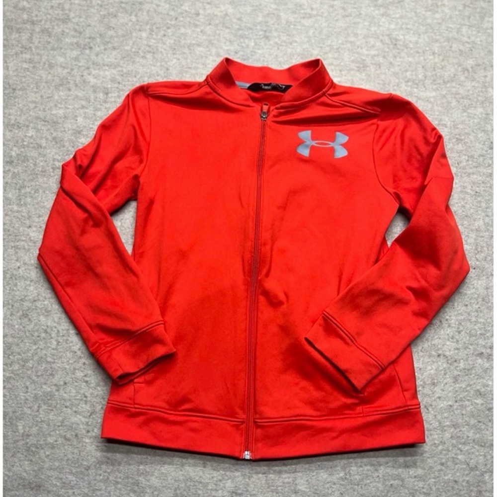 Under Armour Kids Red Full-Zip Track Jacket with Reflective Logo